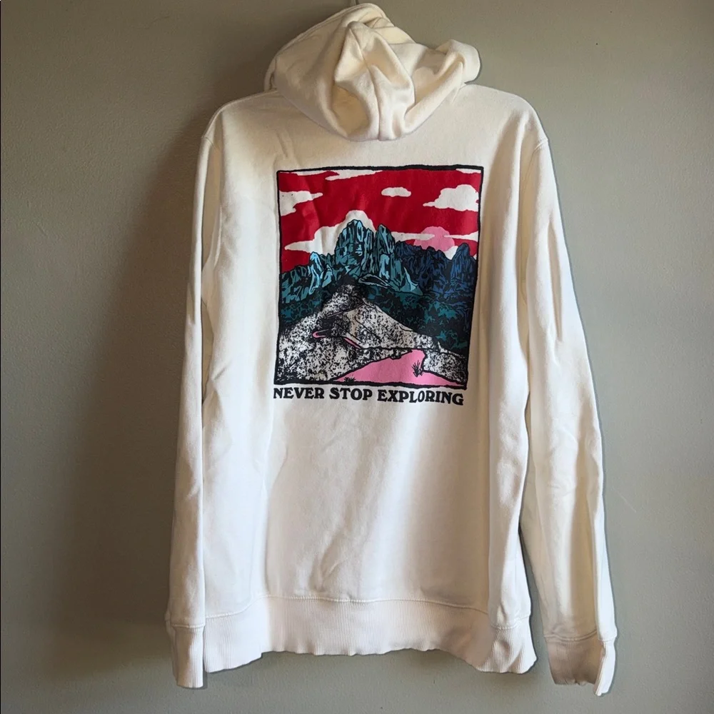 The North Face Never Stop Exploring Sunset Mountain‎ Graphic Hoodie Men's L TNF
